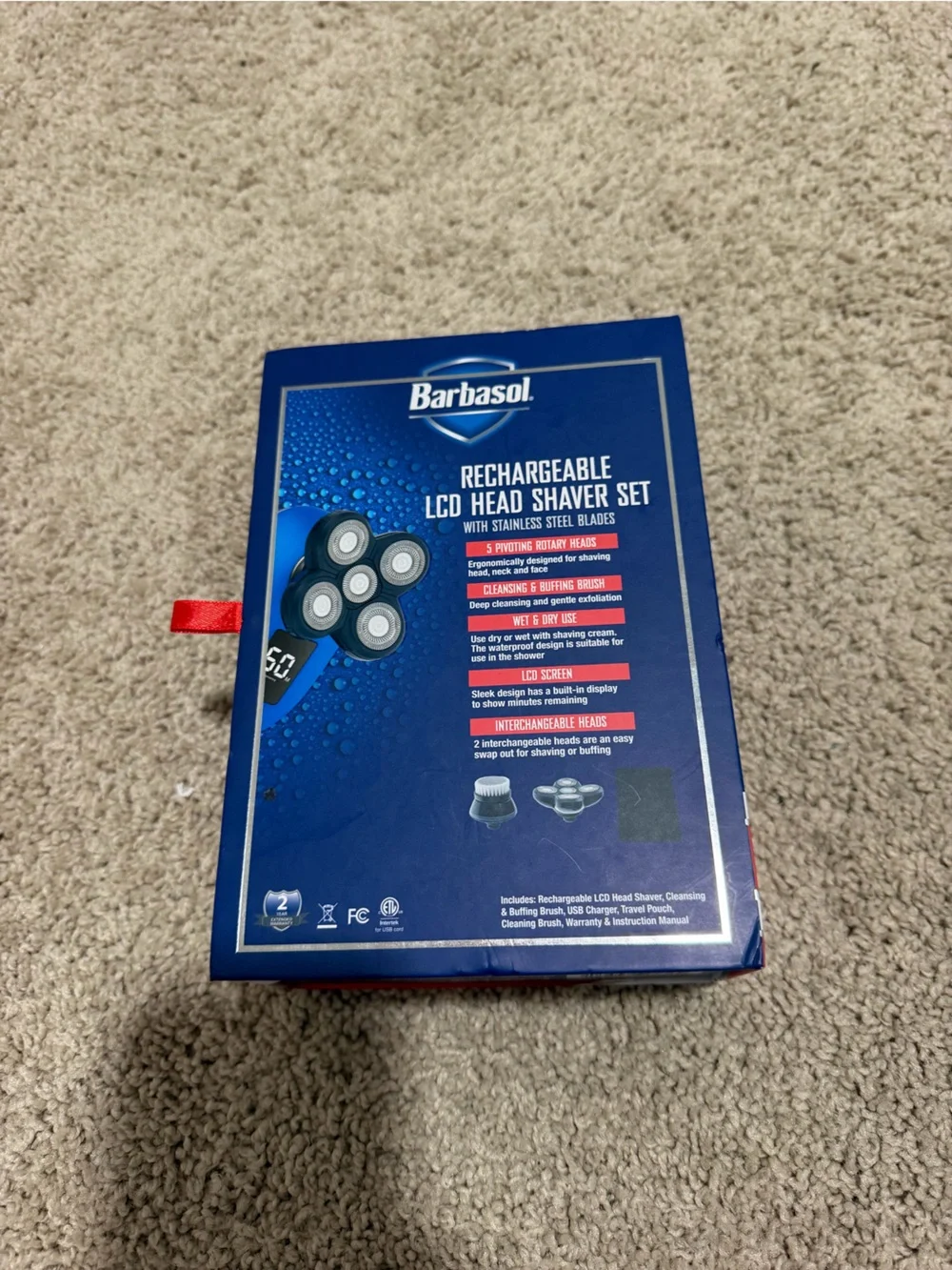 Barbasol Rechargeable LCD Head Shaver Set — Blue